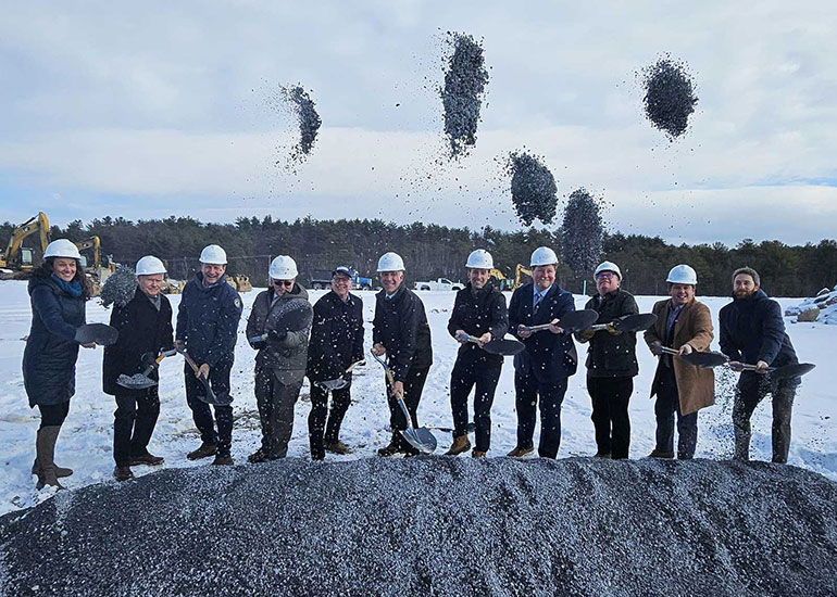 Photo: Vermont officials including Gov. Phil Scott, U.S. Sen. Peter Welch, state Treasurer Mike Pieciak, VHFA’s Maura Collins, VHCB’s Gus Seelig, and housing commissioner Alex Farrell toss a shovel of dirt during a groundbreaking ceremony for Stonecrop Meadows in Middlebury. The first phase of the 245-unit development added 80 homes to the state’s housing stock this summer. ACEDC photo.