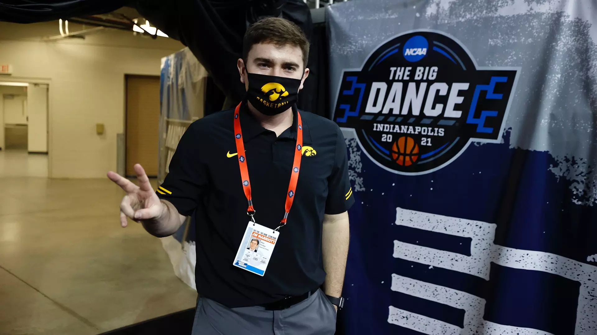Dickey traveled with the Iowa men's basketball team to Indianapolis in 2021 for the NCAA Division I men's basketball tournament. (Photos courtesy of Alex Dickey)