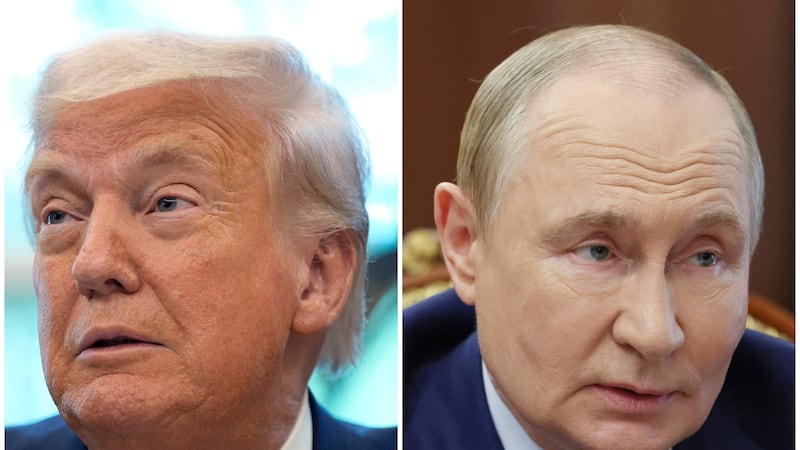 Donald Trump and Vladimir Putin shake hands in Alaska as Ukraine war talks begin