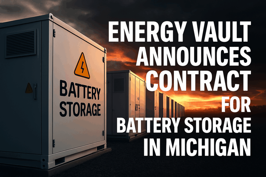 Energy Vault Wins 300 MWh Battery Storage Contract With Michigan's Largest Utility