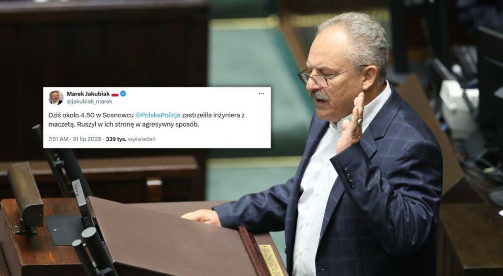 A right-wing politician lied about an immigrant’s attack on Police officers in Sosnowiec. A right-wing politician lied about an immigrant's attack on Police officers in Sosnowiec.