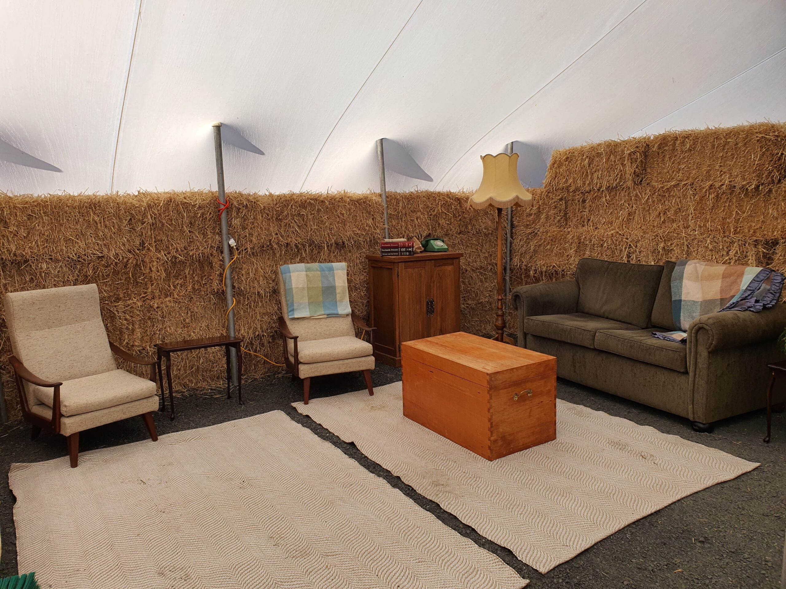 A photo of one of the themed living rooms on the 2025 Kia Tasman launch at Dirt Farm, Te Horo, Hautere, just outside of Wellington.