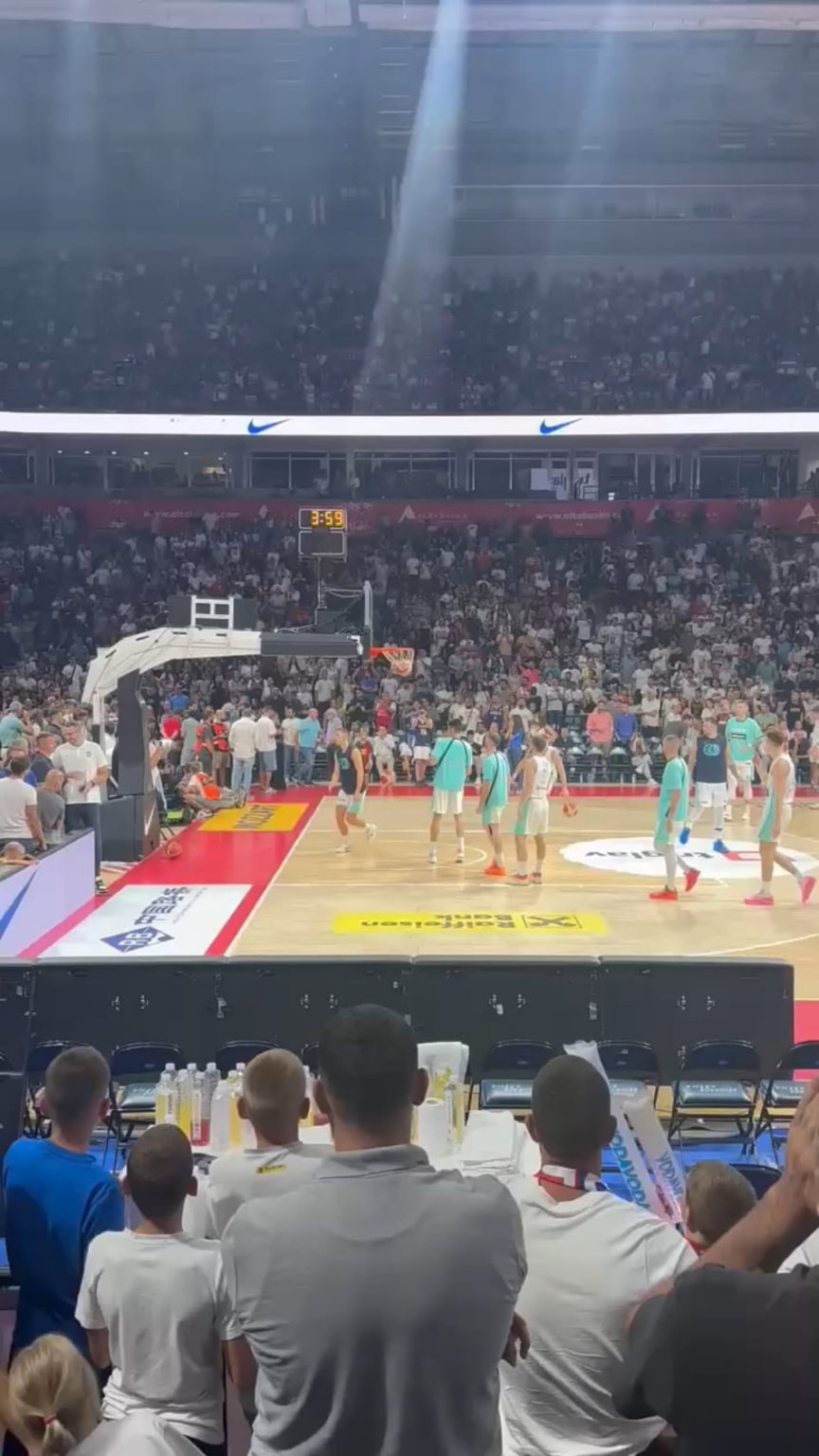 Fans pumped in the arena and drove Dodik from the hall.