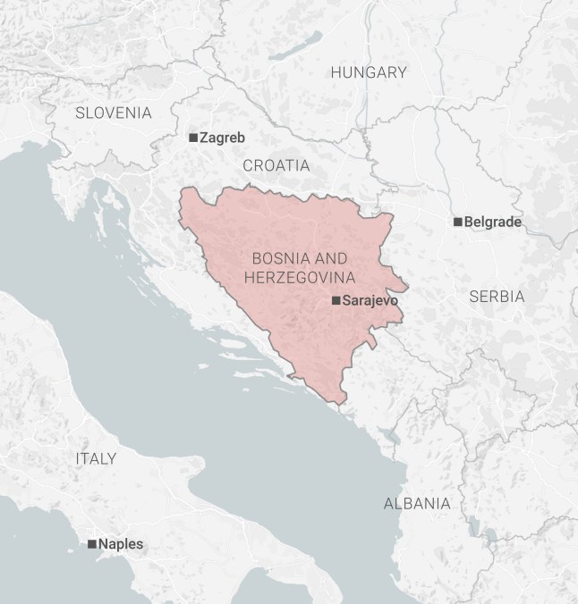 Map of Bosnia and Herzegovina
