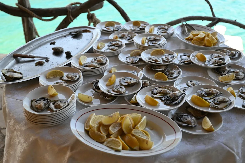 Mary enjoyed oysters after sailing over to Banja islet, Croatia (Adam Batterbee)