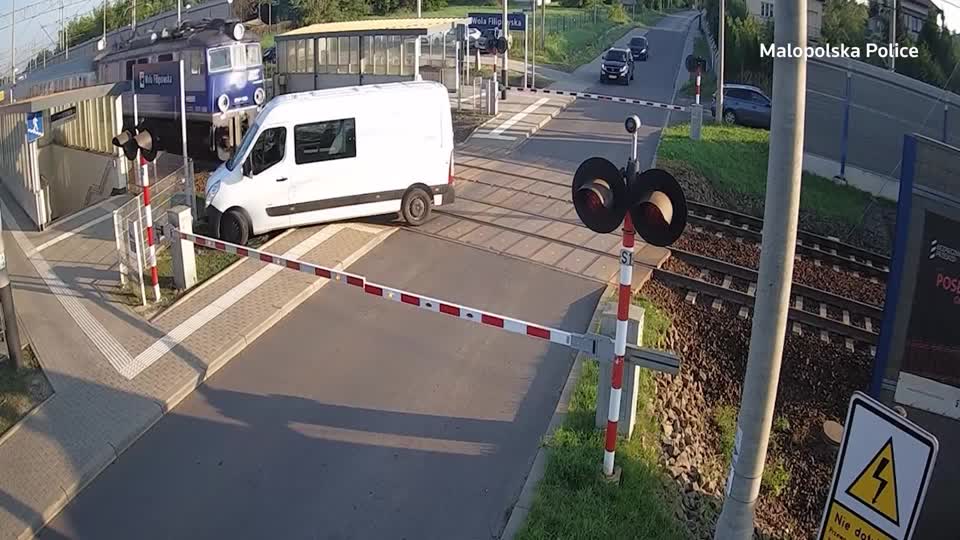 Driver unharmed after train collides with van in Poland Yahoo news home