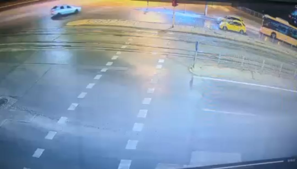 Video from the crash yesterday. The car crashed into a bus.