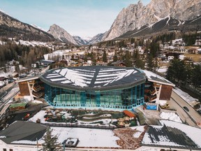 The Cortina Curling Olympic Stadium, set in the chic ski resort town of Cortina d'Ampezzo