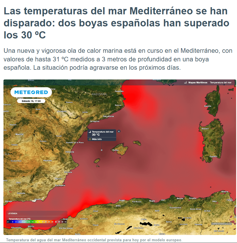 The temperatures of the Mediterranean Sea have shot themselves: two Spanish buoys have exceeded 30 ºC