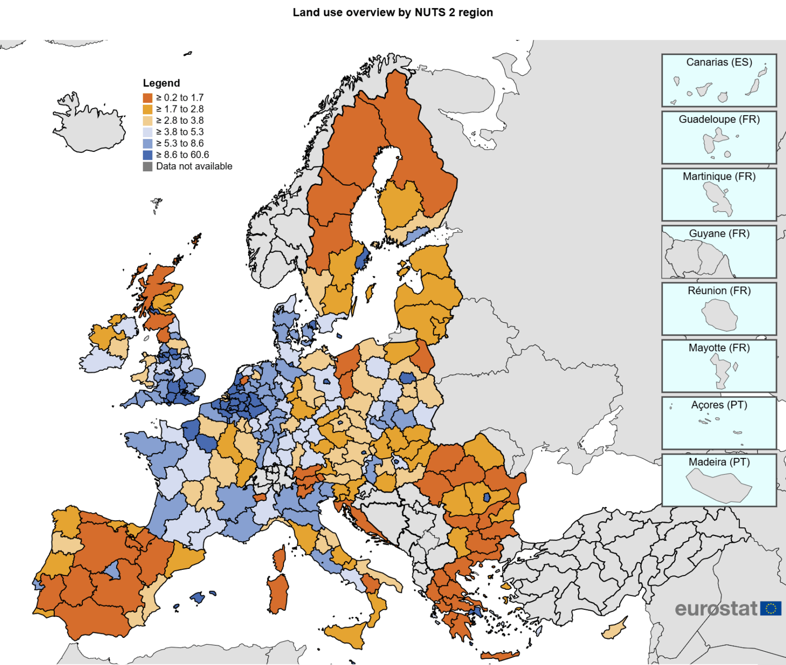 The Balearic Islands are the most urbanized CCAA in Spain, and among the top 50 in Europe (of 244 NUTS 2 regions)