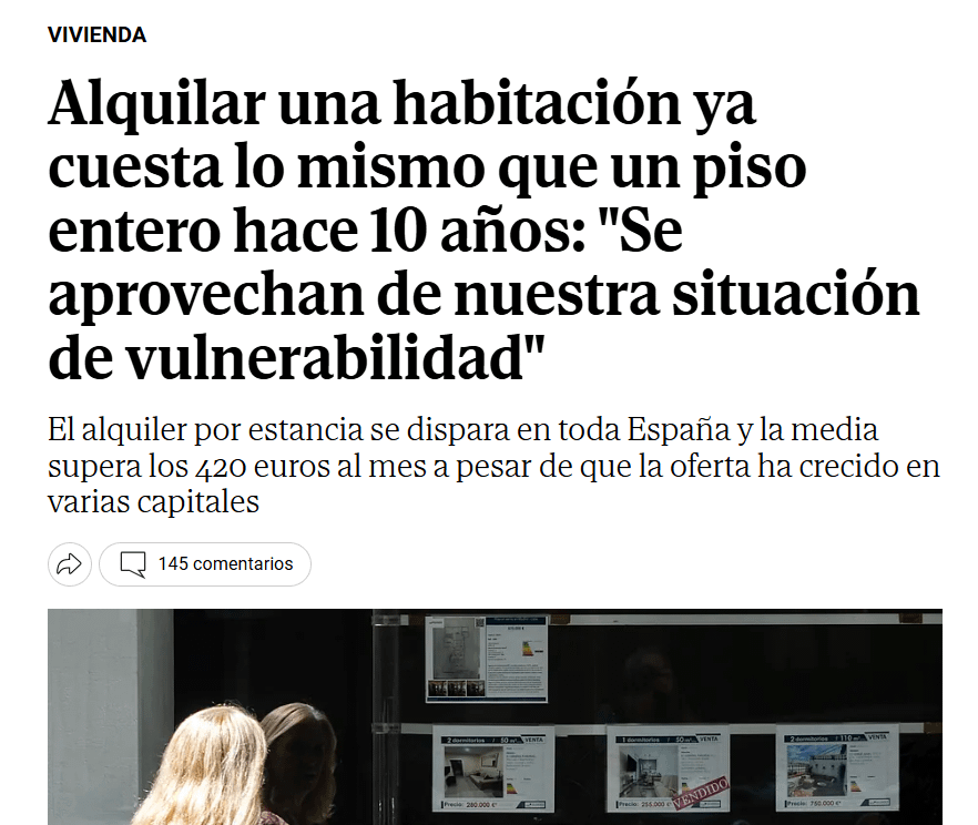 Renting a room already costs the same as an entire floor 10 years ago: "They take advantage of our vulnerability situation"