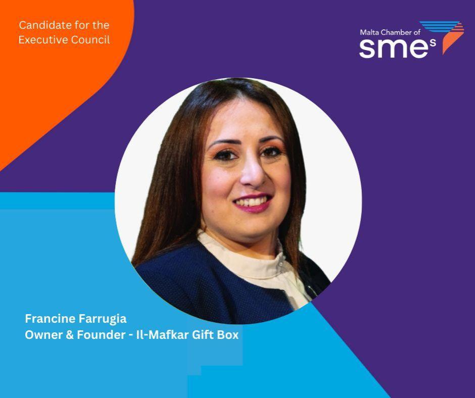 Francine Farrugia was a candidate for the Chamber of SMEs executive council in 2024. Image: Facebook/Malta Chamber of SMEs