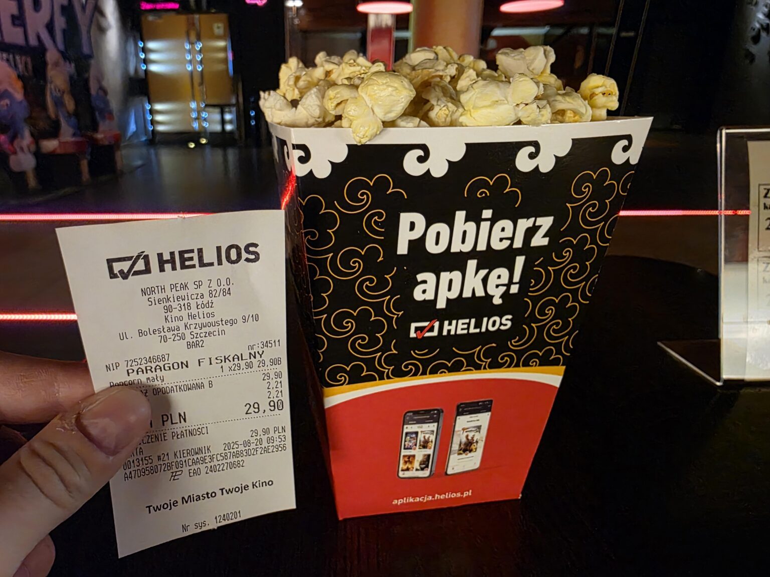 The first going with his son to the cinema. And the first purchase of popcorn for a long time.