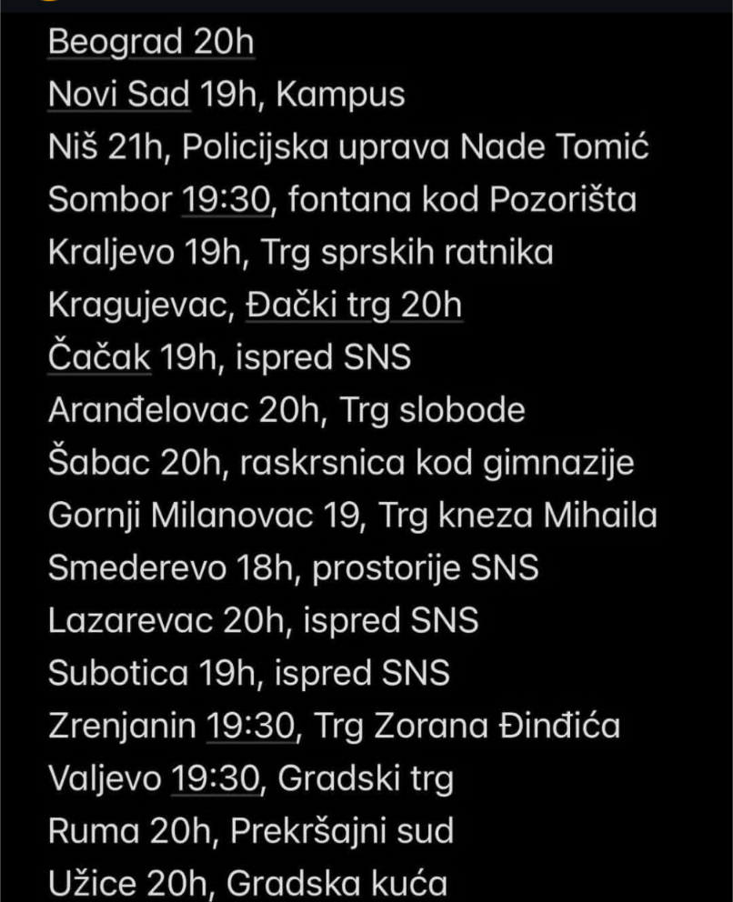 Announced protests for this day 13. Avgust