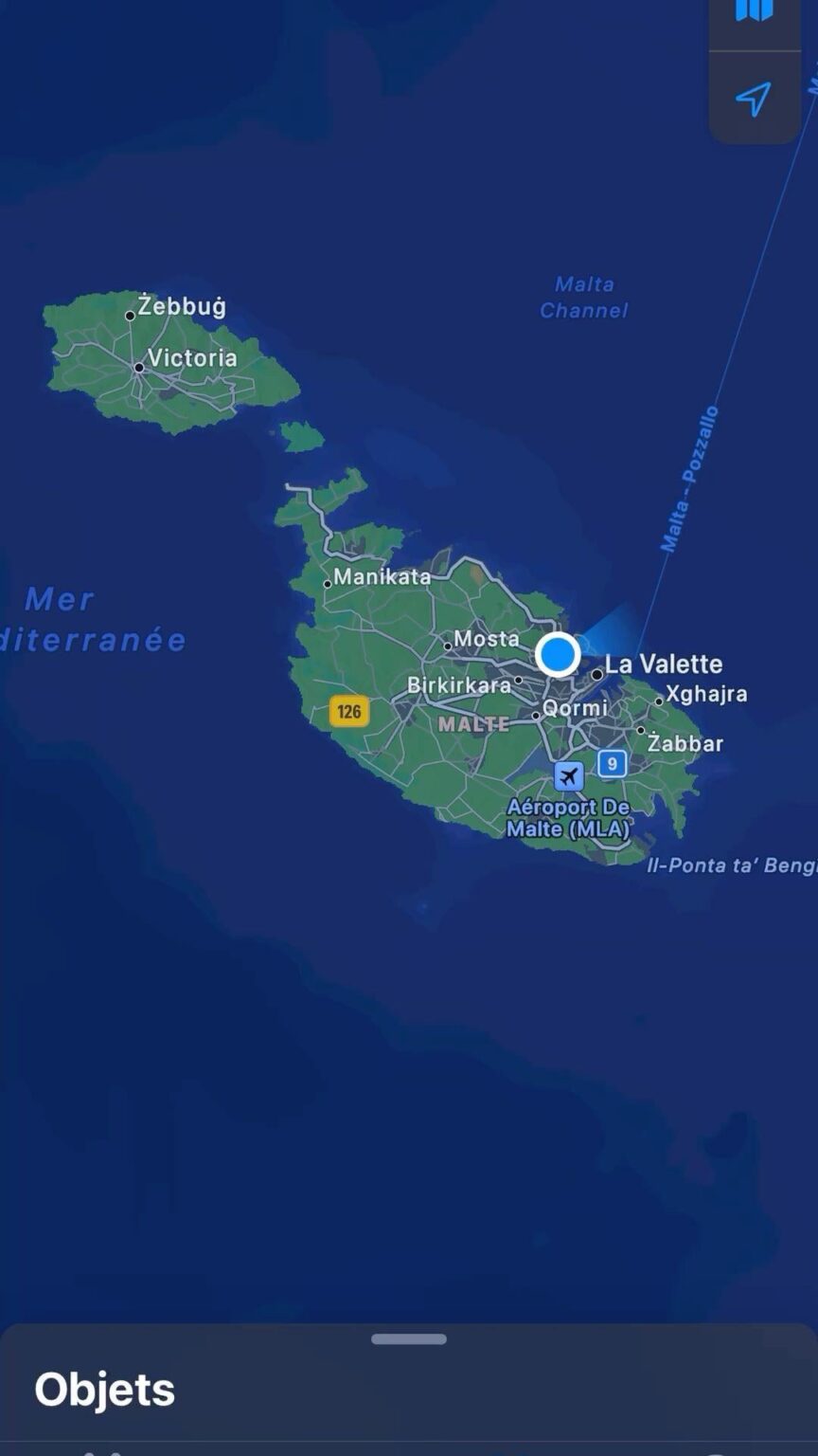 Malta google maps screenshot with position pointer