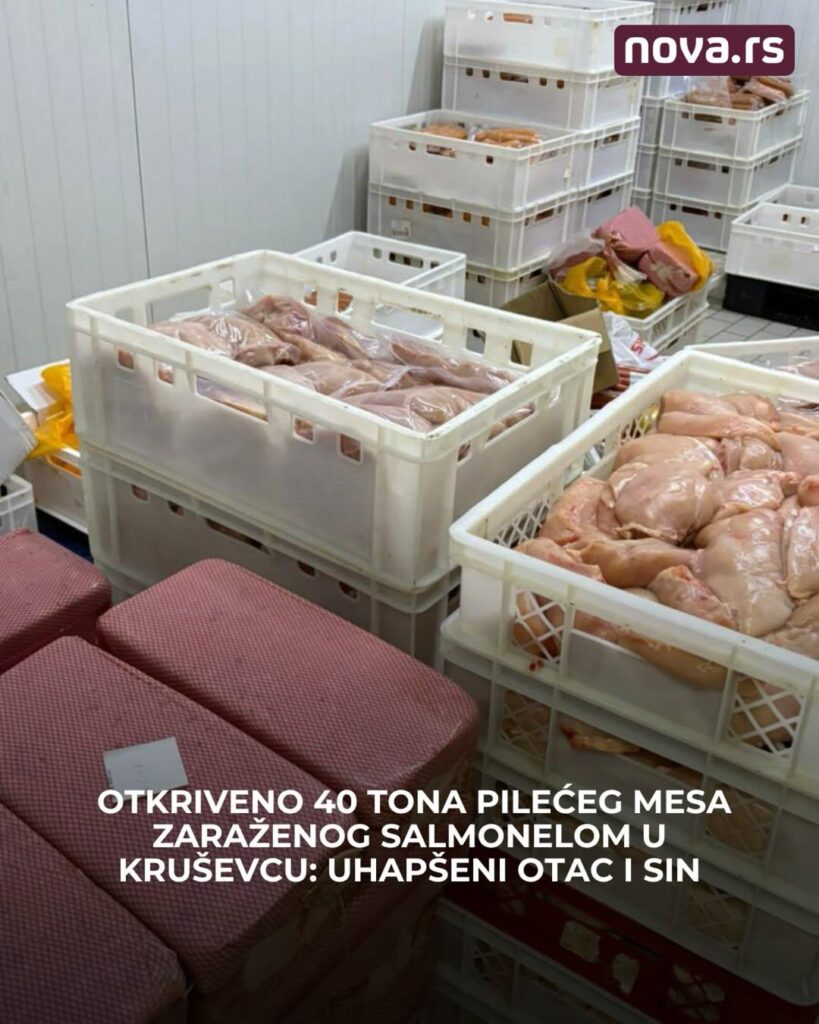 40 tons of chicken infected with salmonel were discovered in Krusevac. The owner previously knew that the chicken was infected, but he still decided to let her go for sale. He was arrested and his son. More in the link below.