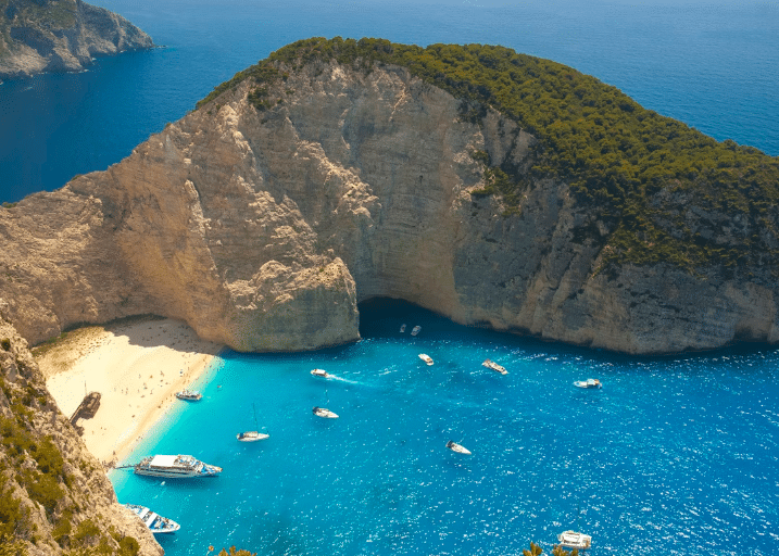 Aerial view of Navagio Beach on Zante