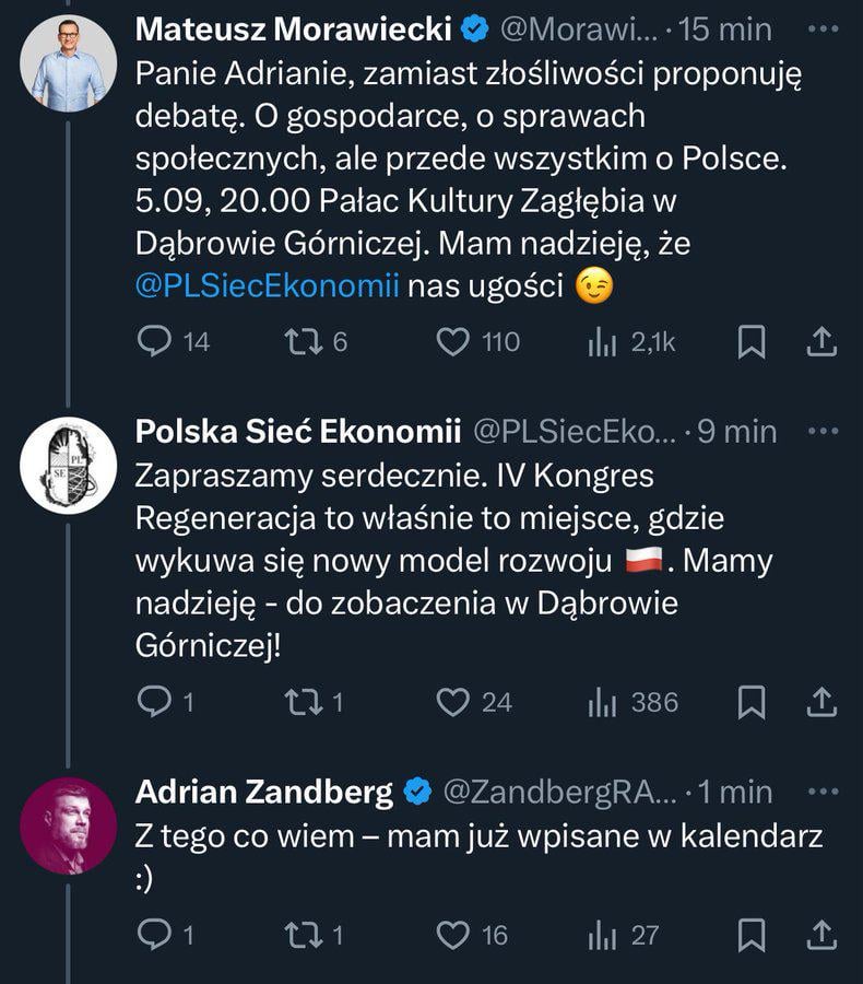 There will be a debate of Morawiecki-Zandberg