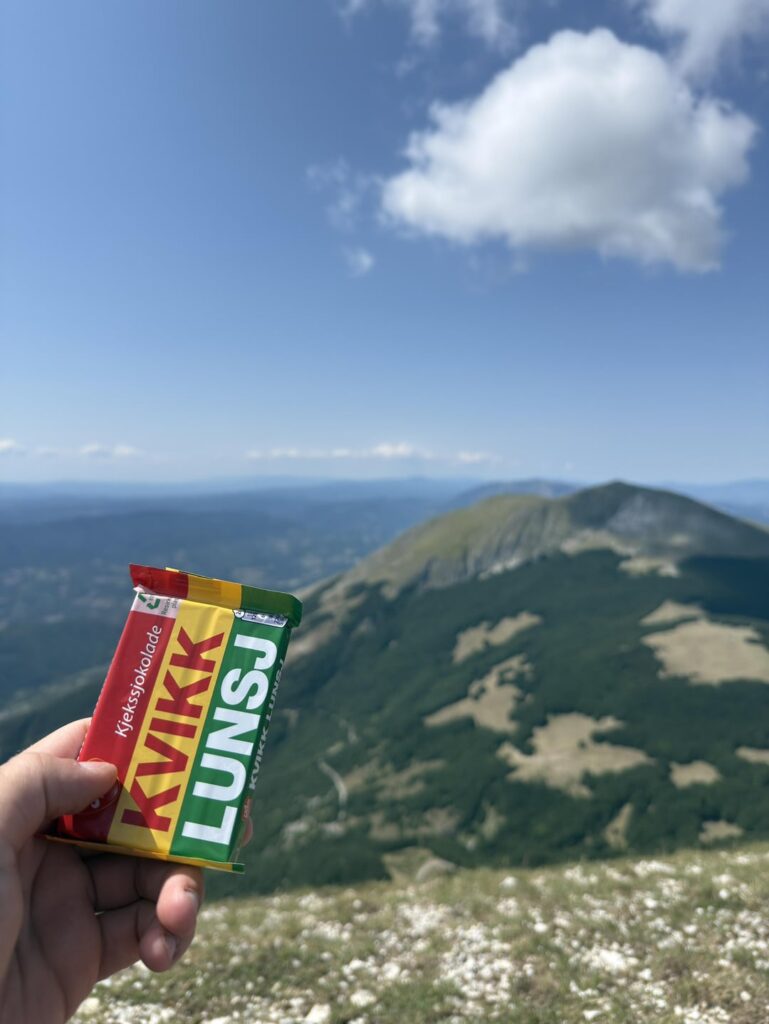 Took Kvikk Lunsj with me for a hike in my homeland (Italy), all my friends loved it