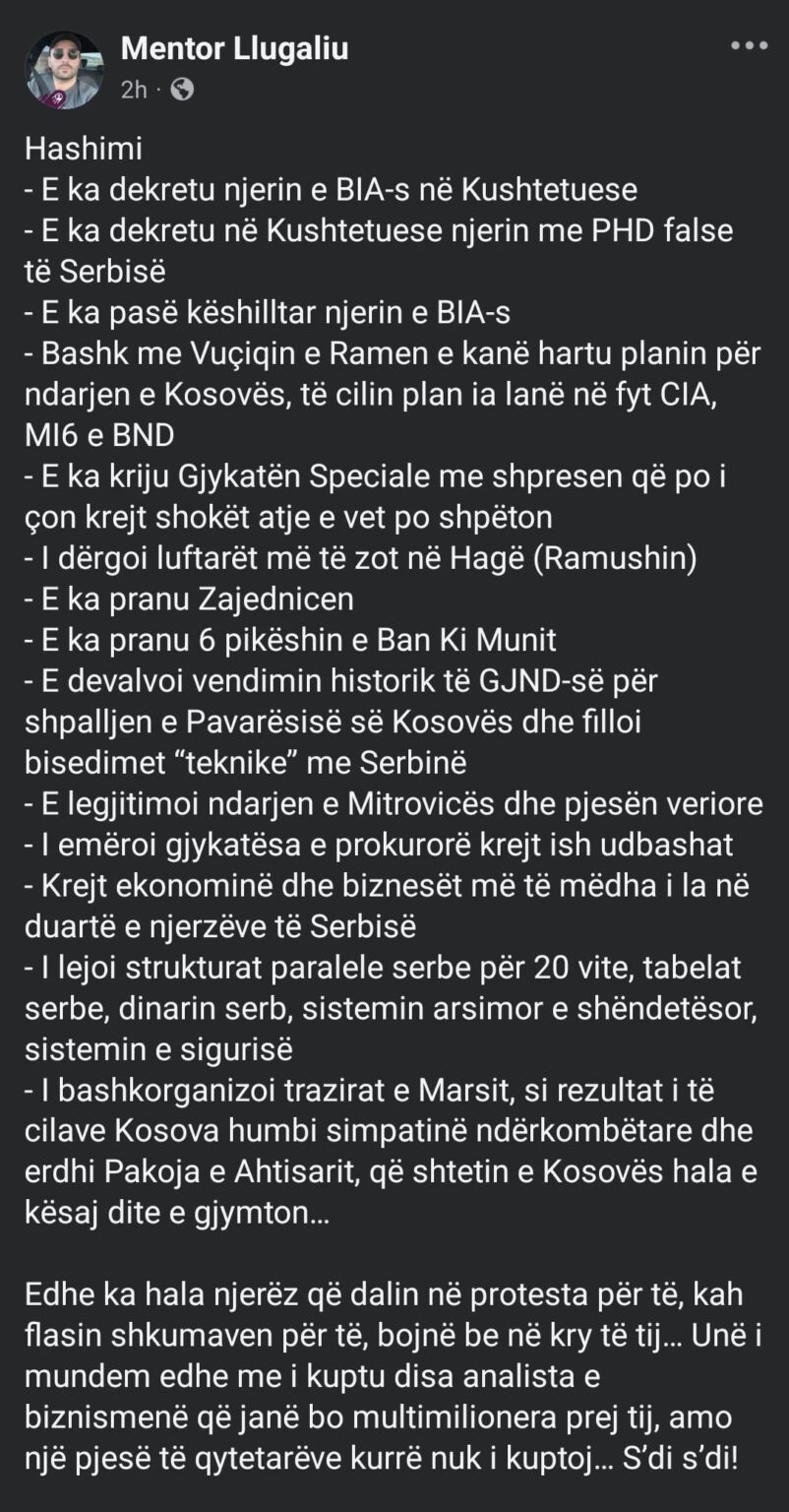 The blacks of Hashim Thaci, of Trushperlar people from Buzhala & Co. needles to do in his head ...