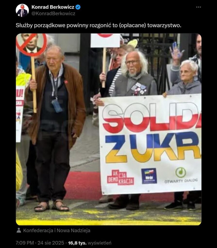 The Confederation MP is disturbed by the protest under the Russian embassy and would like the service to interrupt him