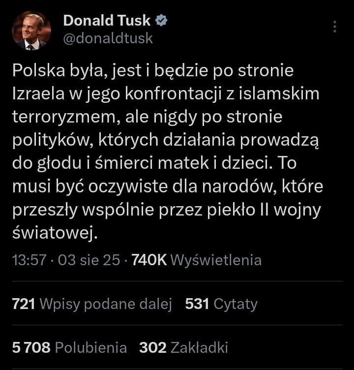Statement by Prime Minister Donald Tusk on the war in Gaza