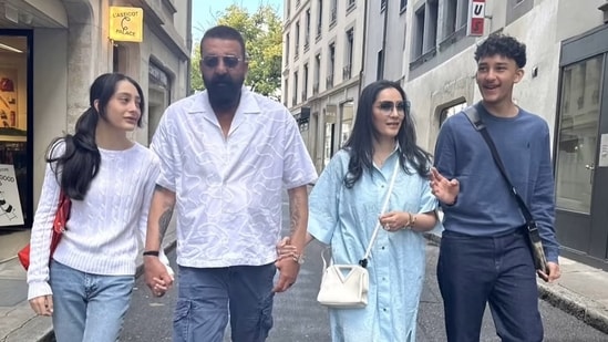 Sanjay Dutt with his family in Geneva.
