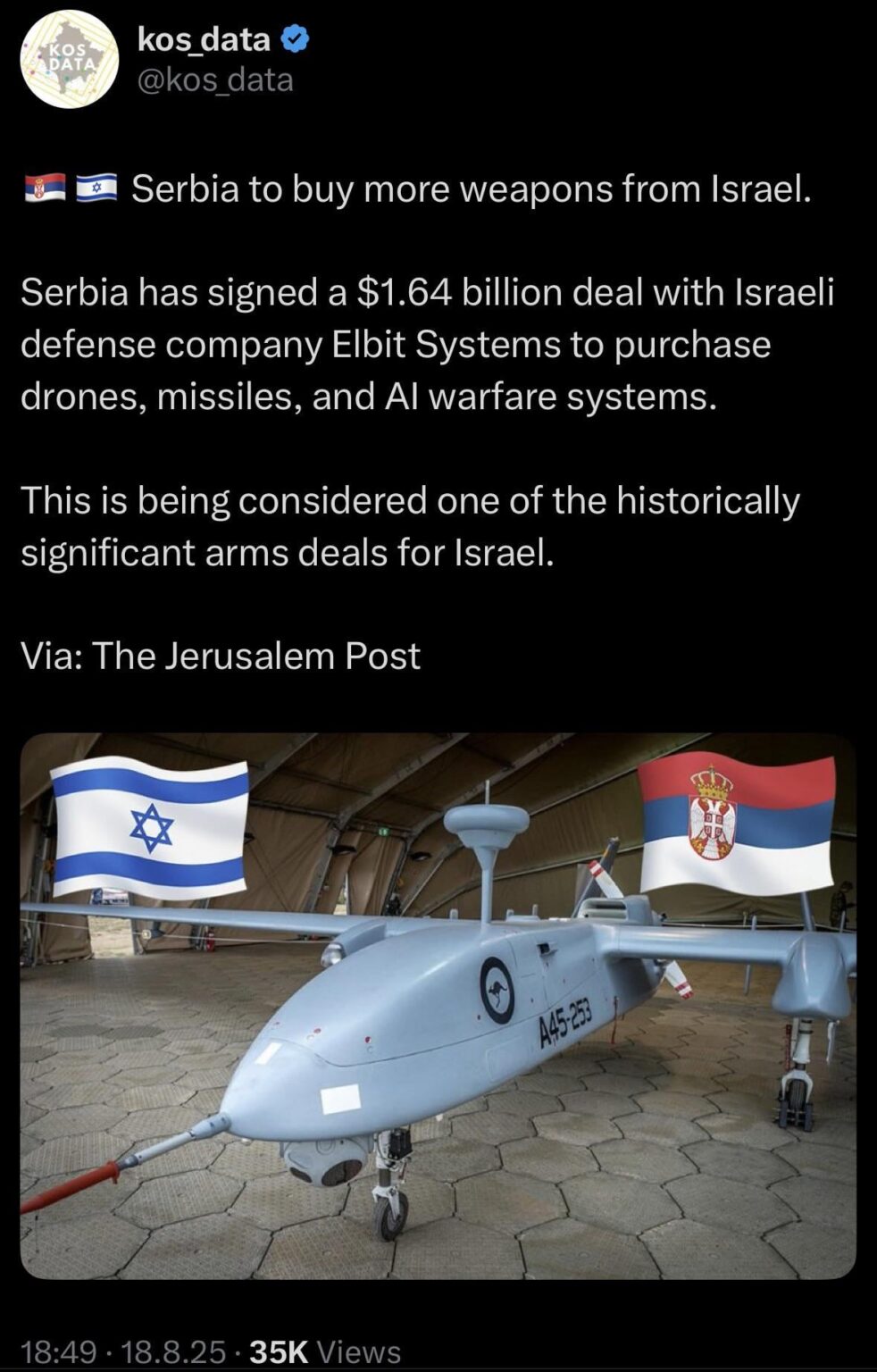 Serbia is buying from Israel and France (Rafales), Kosovo is buying (not enough) from USA and Turkey. A new arms race in horizon?