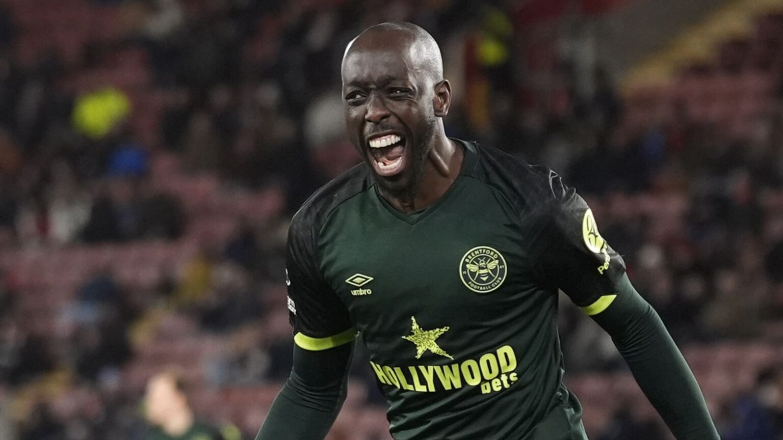 Brentford's Yoane Wissa celebrates scoring their fifth goal of the game