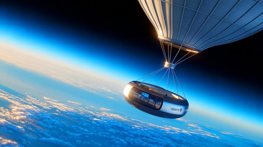 Illustration of the acquisition of Space Perspective by Eos X Space, marking a new chapter in balloon-based space tourism, generated by artificial intelligence.