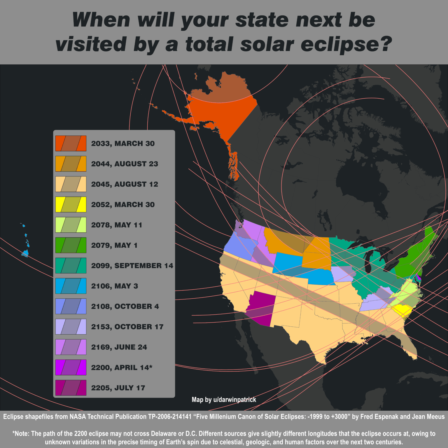 When will your state next be visited by a total solar eclipse? [OC]