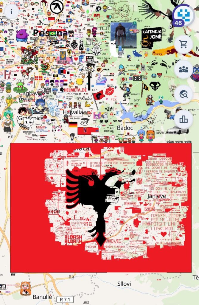 Albanian flag in wplace halfway done