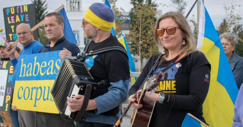 Alaskans across the state rally in support of Ukraine