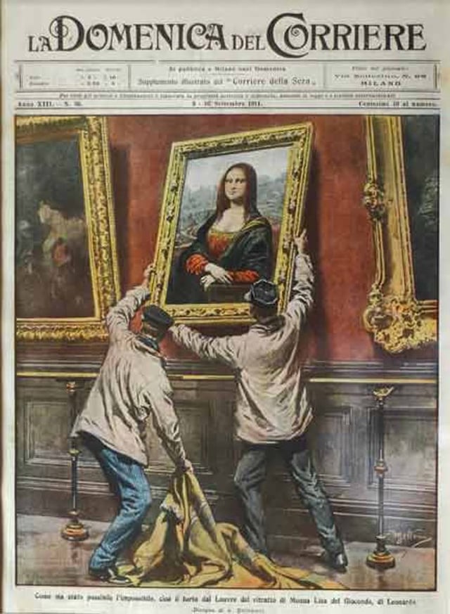 Between 21 and 22 August 1911 the Italian Vincenzo Peruggia ruled Leonardo da Vinci's Mona Lisa by scoring the most famous theft of art in history.