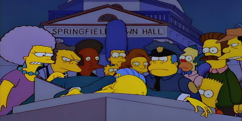 Mr. Burns lays across a sun dial in The Simpsons.