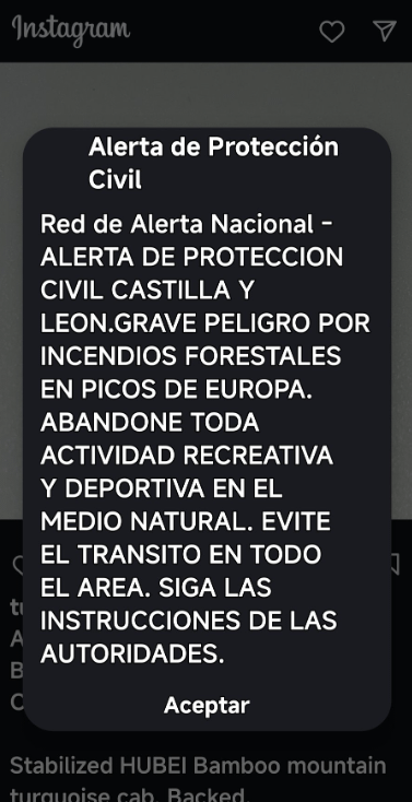 We have just received this Civil Protection alert