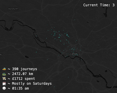 [OC] Time Lapse of Uber trips over a few years