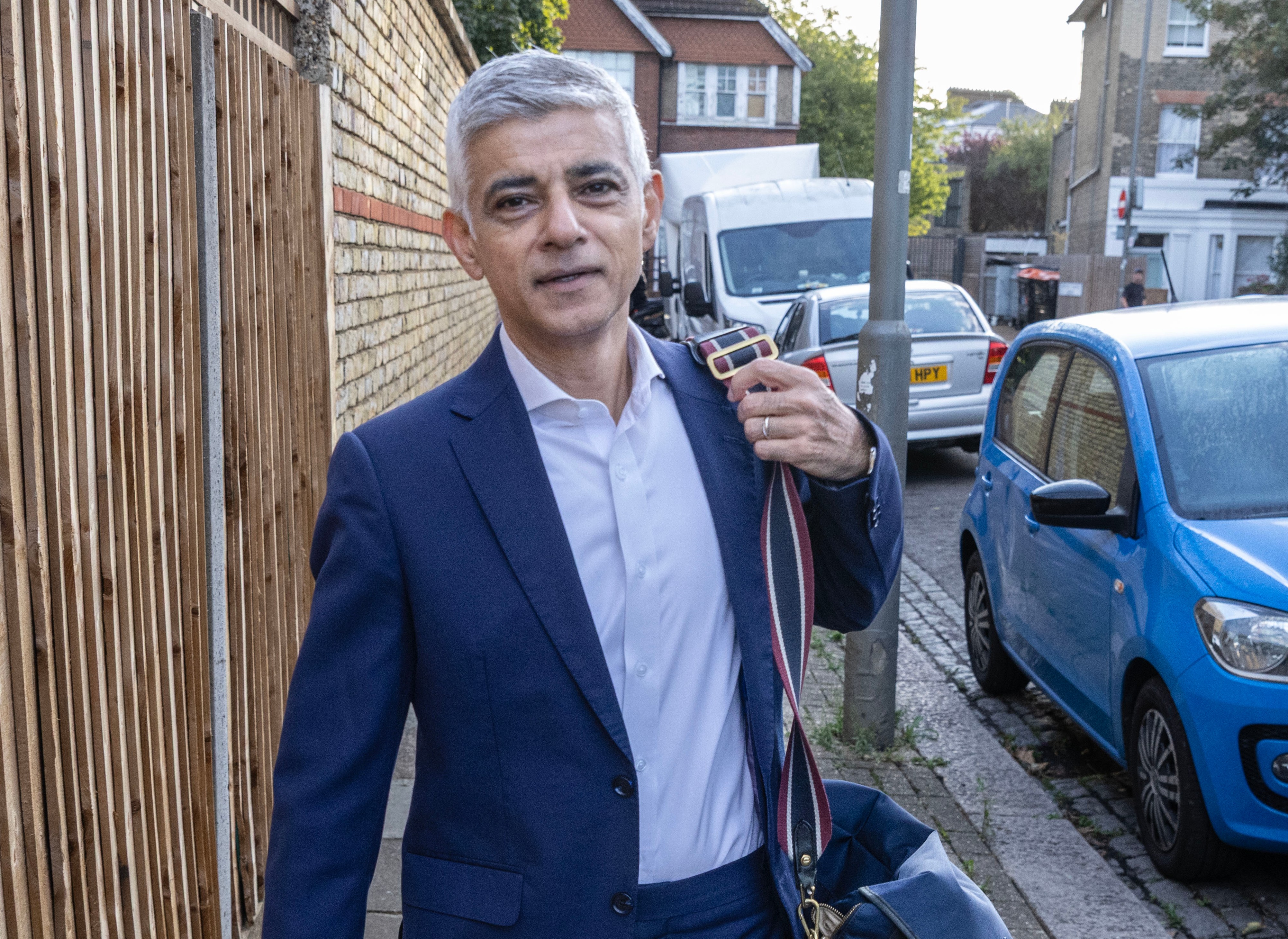 Sadiq Khan walking to work.