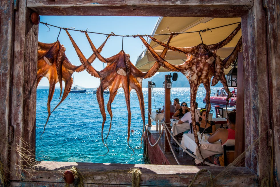 Octopus hanging at Ammoudi bay