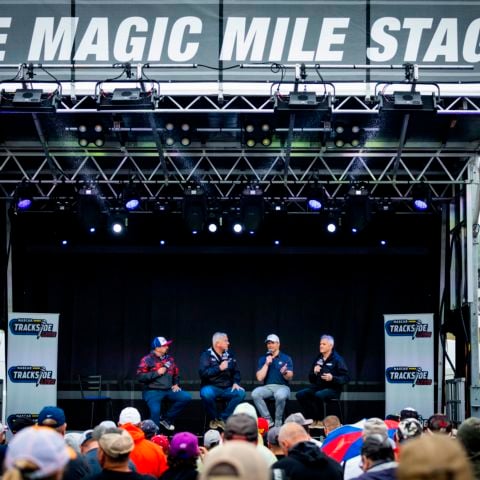 From left to right: Jose Castillo, John Roberts, Marcus Smith and Kenny Wallace during Trackside Live at New Hampshire Motor Speedway on June 23, 2024.