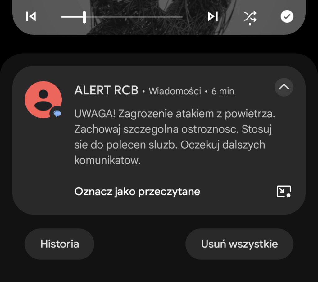 Anyone got such an alert too? He tries to find anything about it but nothing. Around Lublin