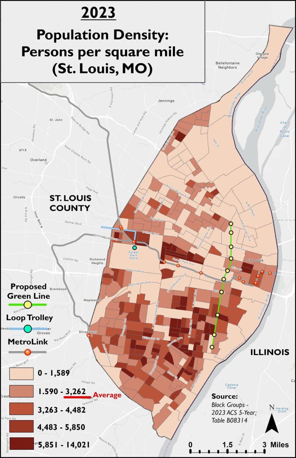 MetroLink/Loop Trolley Riders with Long Commutes, 2023