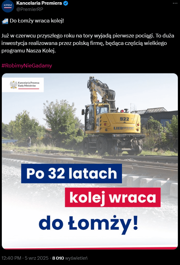 The turn returns to Łomża after over 30 years