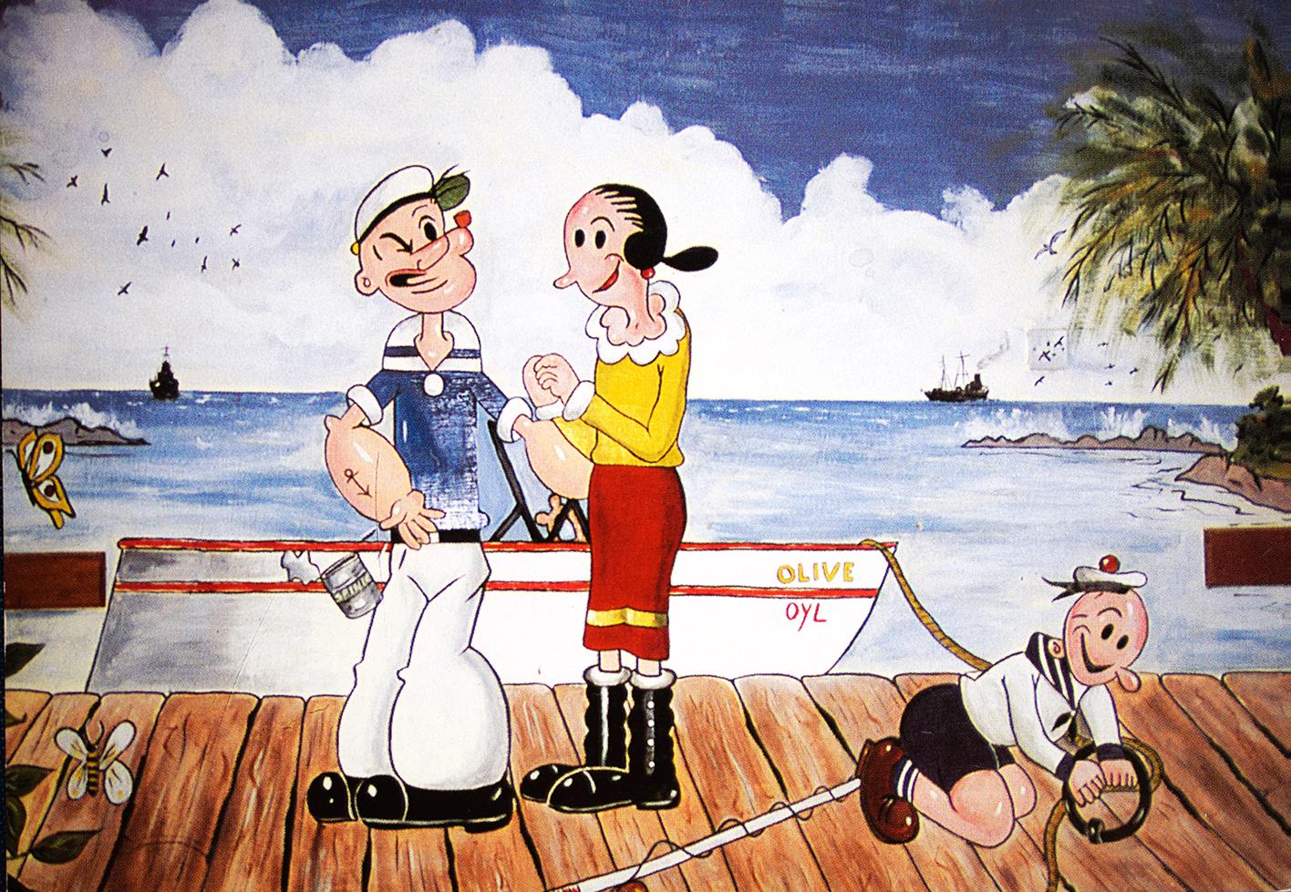 A cartoon postcard for Popeye Village by Drawing Room Ltd