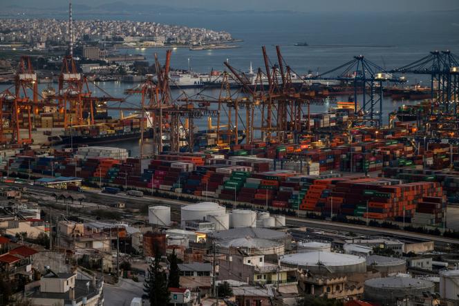 View of the Cosco container terminal at Piraeus, Greece, January 28, 2025.