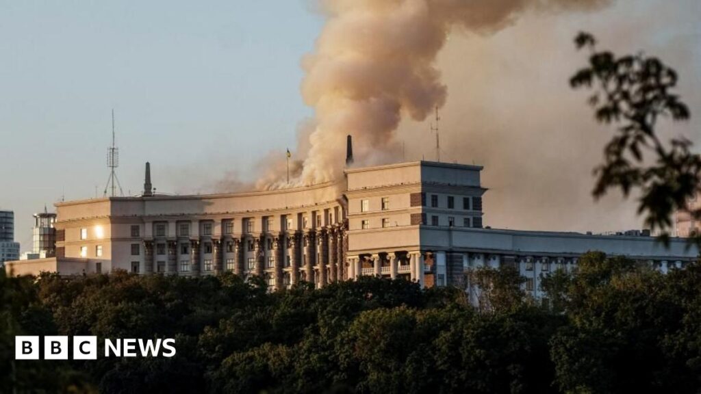 Russia hits a Ukrainian government building for first time - follow live