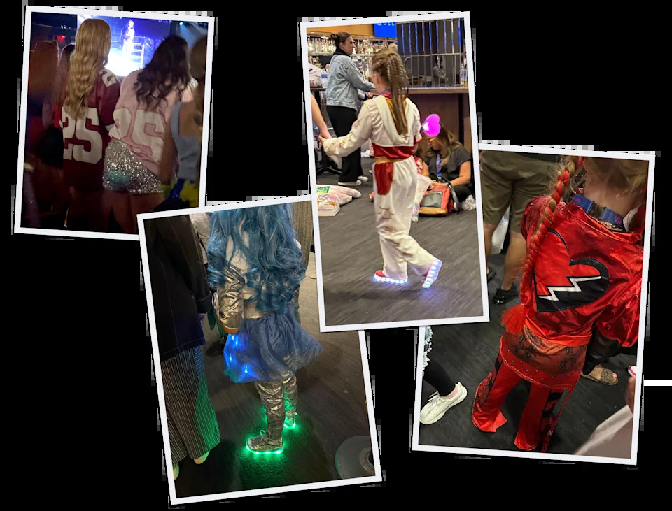 Young concertgoers dressed up in their Descendants- and Zombies-themed clothing.