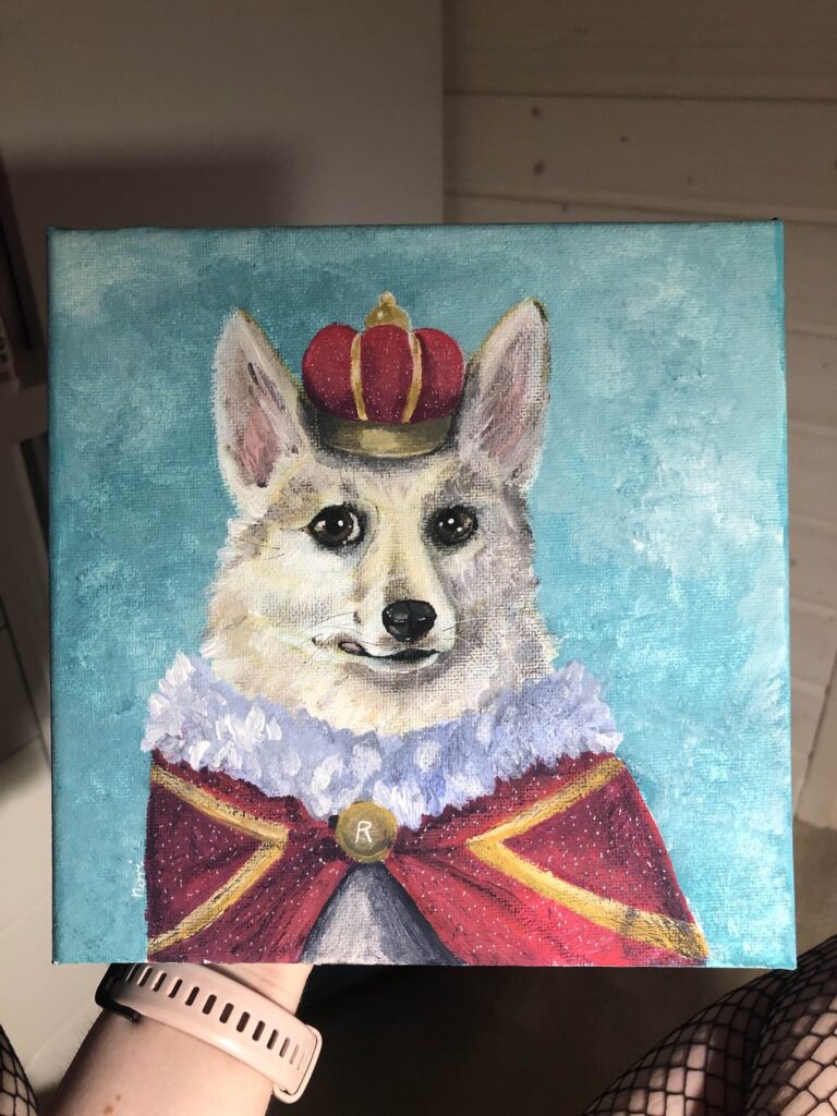 My dog's dog has made her portrait on canvas