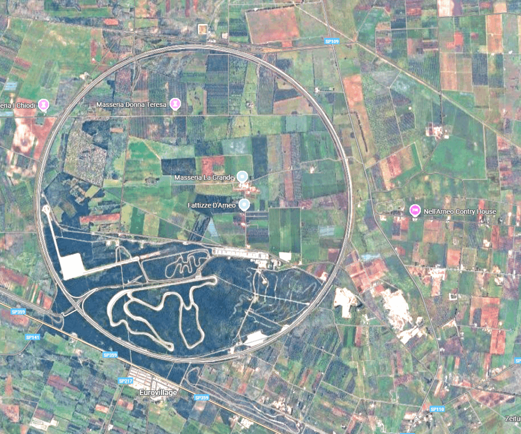 Anyone has the detail of why is there a perfect circular highway in this area Torre Castiglione?