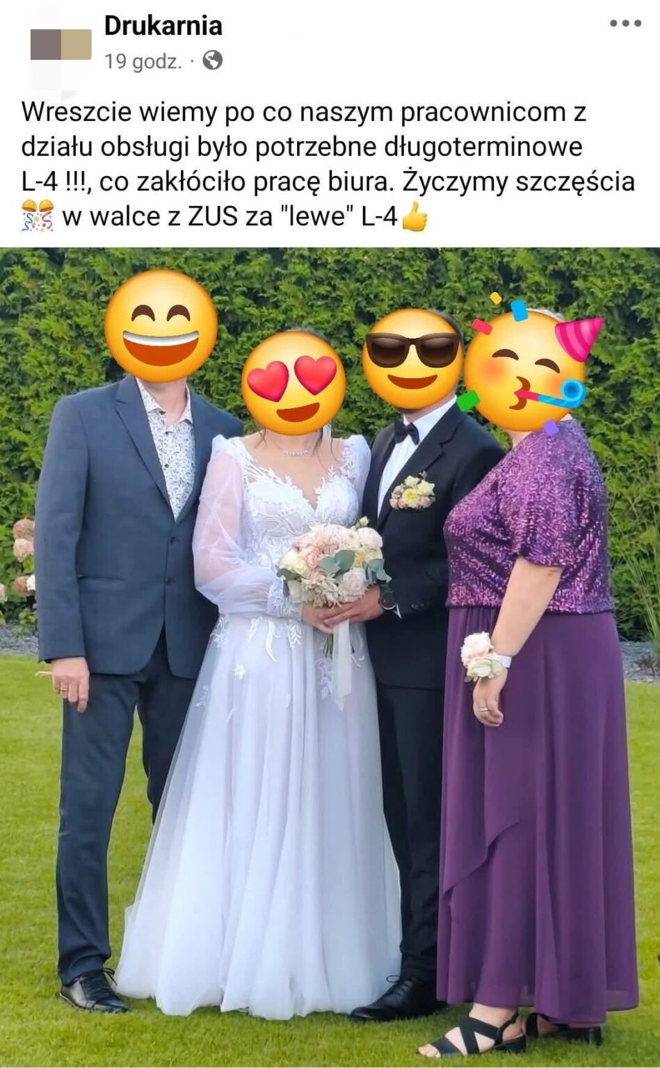A printing house probably did not get an invitation to a wedding.